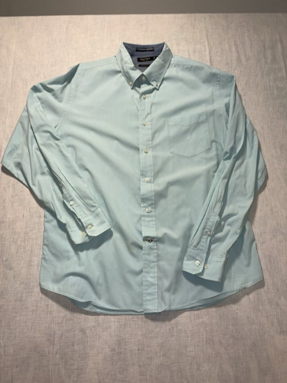 Nautica Long Sleeve Button Down Dress Shirt Men XL Mint Green Cotton